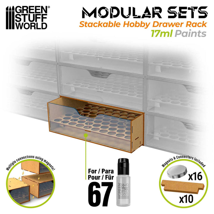 Stackable Hobby Paint Rack 17ml with magnets (Green Stuff World)