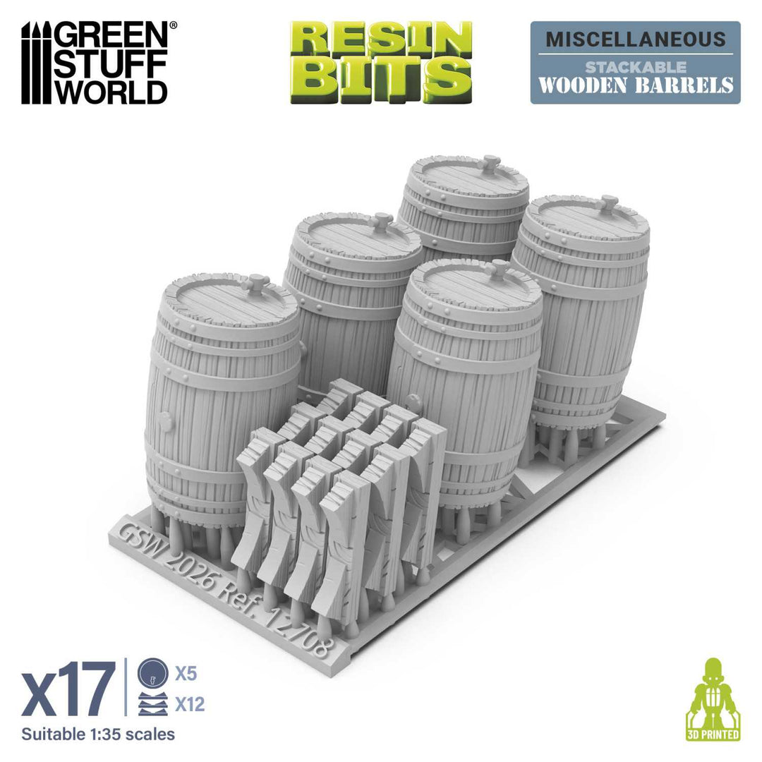 Stackable Wooden Barrels 1:35 (Green Stuff World)