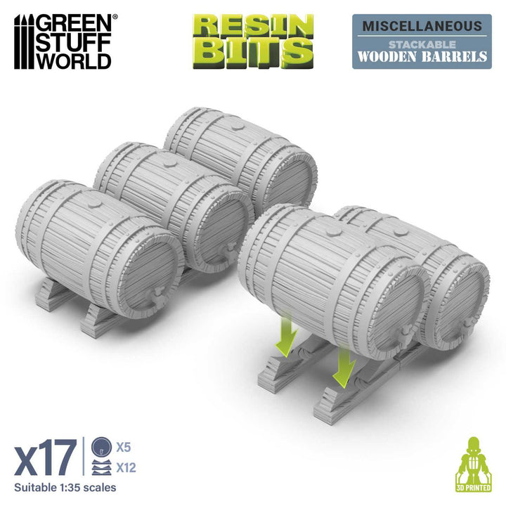 Stackable Wooden Barrels 1:35 (Green Stuff World)