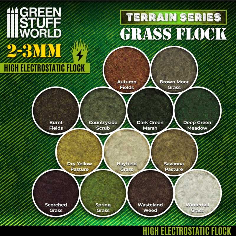 Static Grass Flock 2-3mm - DEEP GREEN MEADOW - 200 ml (Green Stuff World)