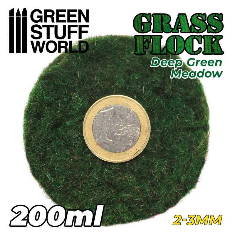 Static Grass Flock 2-3mm - DEEP GREEN MEADOW - 200 ml (Green Stuff World)