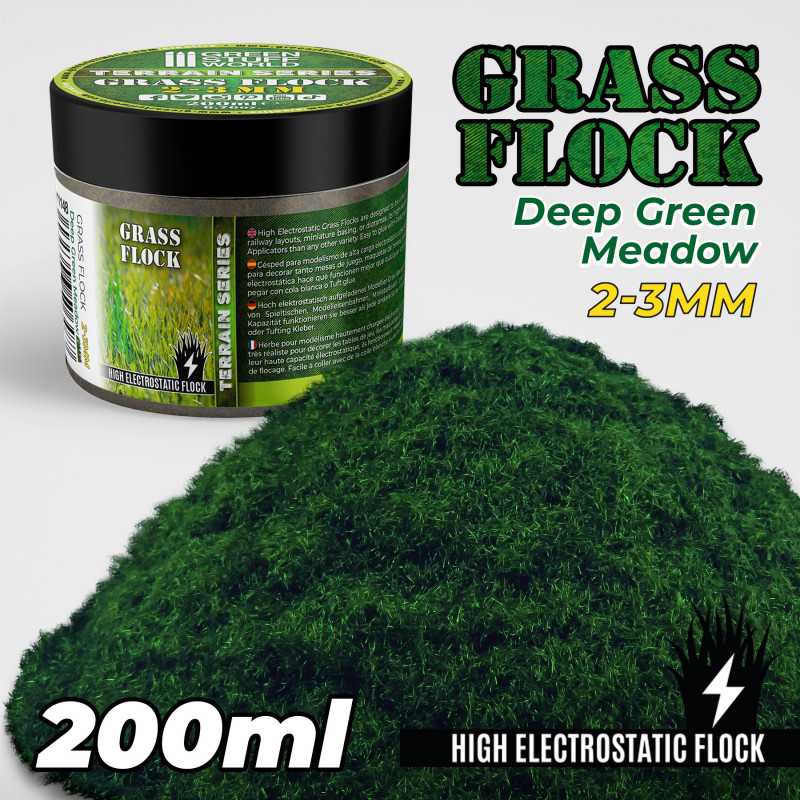 Static Grass Flock 2-3mm - DEEP GREEN MEADOW - 200 ml (Green Stuff World)