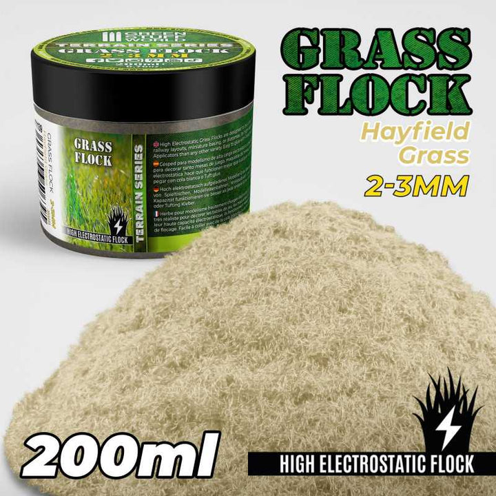 Static Grass Flock 2-3mm - HAYFIELD GRASS - 200 ml (Green Stuff World)