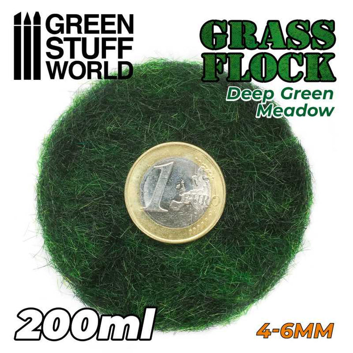 Static Grass Flock 4-6mm - DEEP GREEN MEADOW - 200 ml (Green Stuff World)