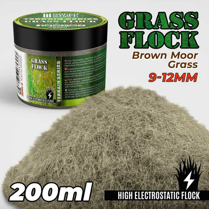 Static Grass Flock 9-12mm - Brown Moor Grass - 200 ml (Green Stuff World)