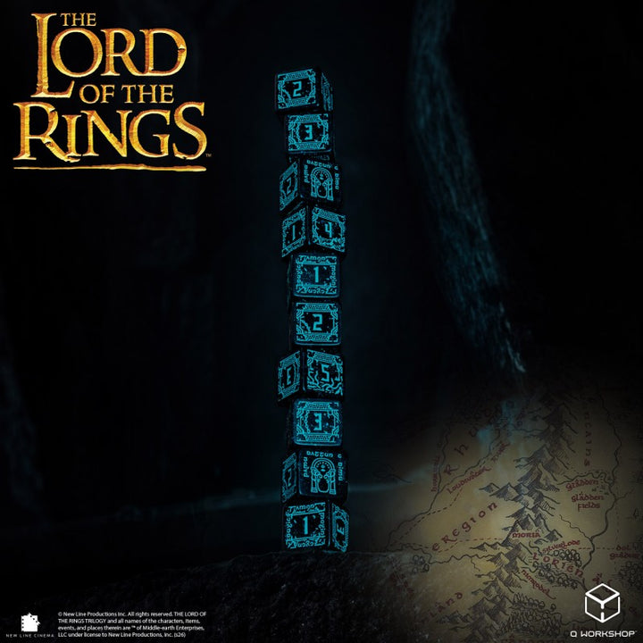 The Lord of the Rings: Moria 10xD6 Glow in the dark Dice Set (Q-Workshop) (LOTR/190166/MOA/B)