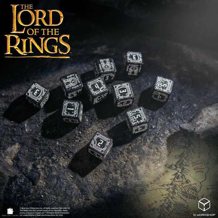 The Lord of the Rings: Moria 10xD6 Glow in the dark Dice Set (Q-Workshop) (LOTR/190166/MOA/B)