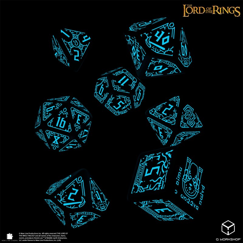 The Lord of the Rings: Moria - Glow in the dark Dice Set (Q-Workshop) (LOTR/190166/MOA/A)