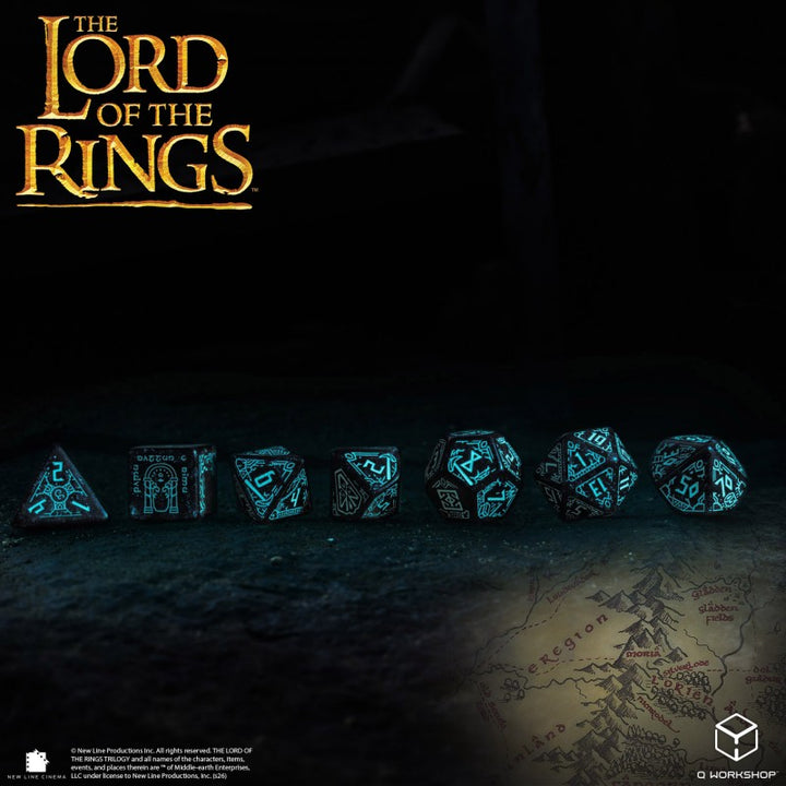 The Lord of the Rings: Moria - Glow in the dark Dice Set (Q-Workshop) (LOTR/190166/MOA/A)