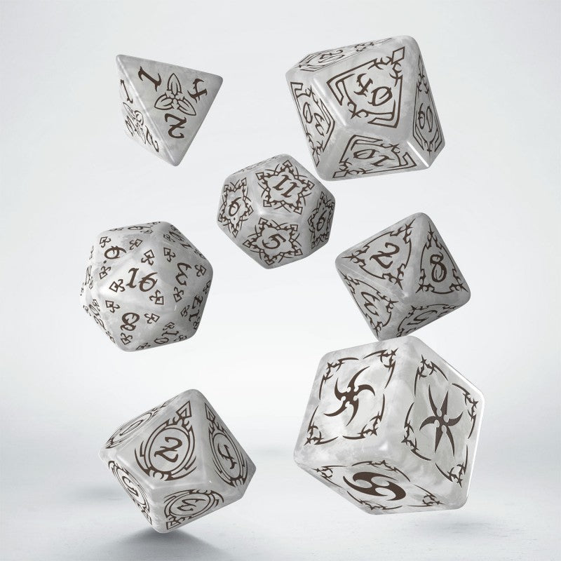 Tribal Dice Set: Pearl & Brown (Q-Workshop) (STRB01)
