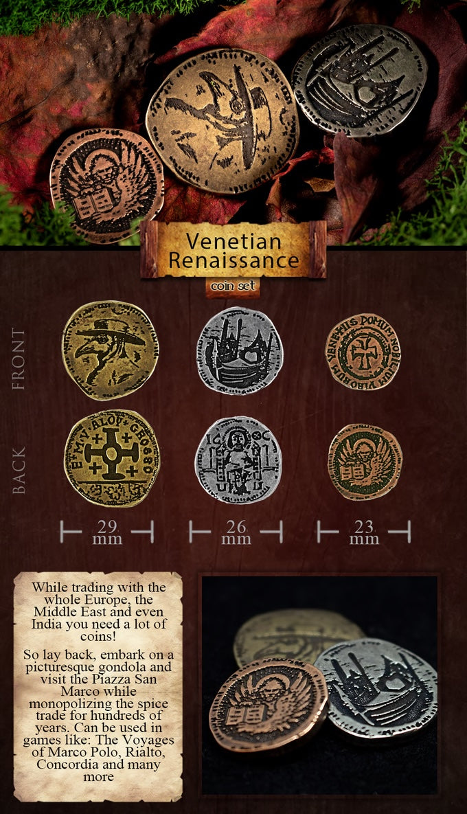 Legendary Metal Coins - Venetian Renaissance Coin Set (Drawlab)