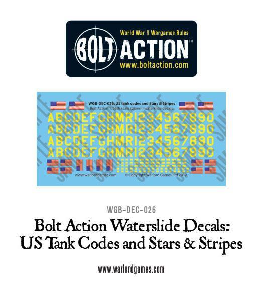 Bolt Action: Decals - US tank codes and Stars & Stripes