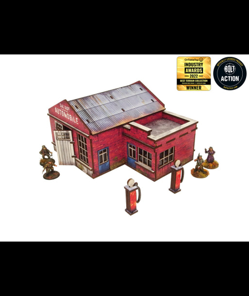 WW2 Normandy Garage w. Petrol Station (28mm) (Micro Art Studio)