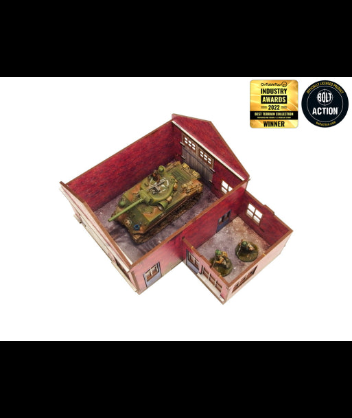 WW2 Normandy Garage w. Petrol Station (28mm) (Micro Art Studio)