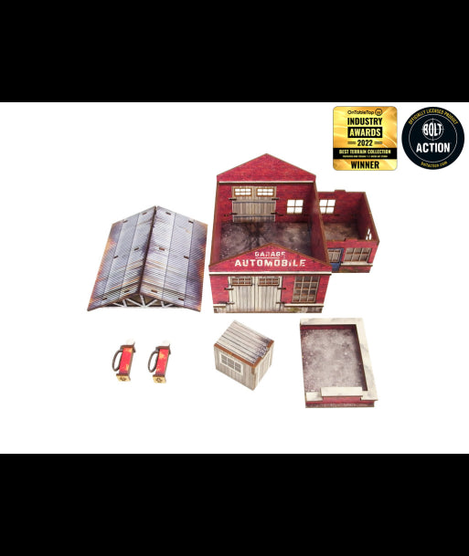 WW2 Normandy Garage w. Petrol Station (28mm) (Micro Art Studio)