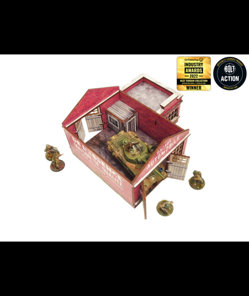 WW2 Normandy Garage w. Petrol Station (28mm) (Micro Art Studio)