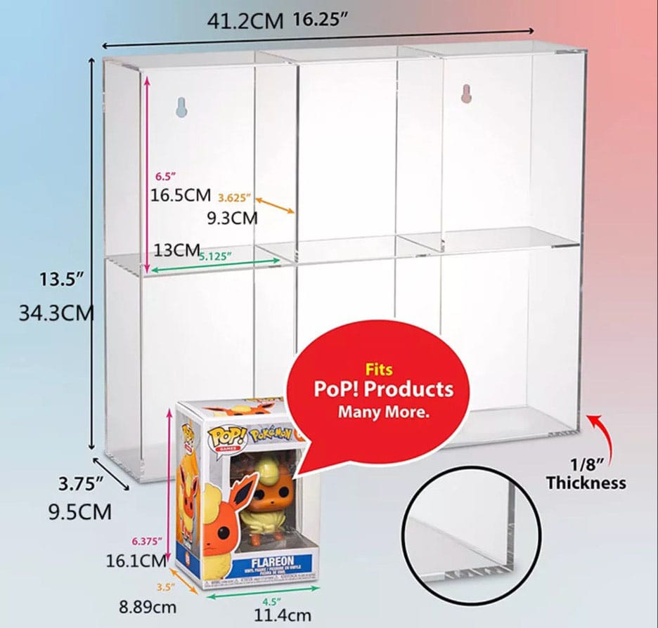 Acrylic Display Case for 6 Funko Pops (Evoretro)