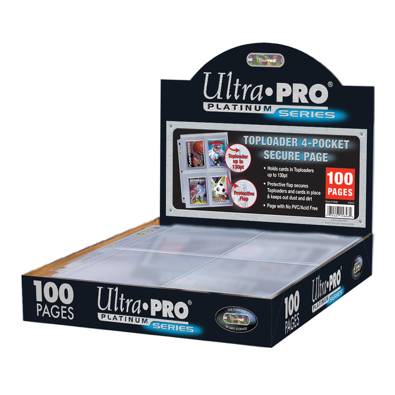 Premium Series 4-Pocket Secure Pages (100ct) for Toploaders (Ultra PRO)