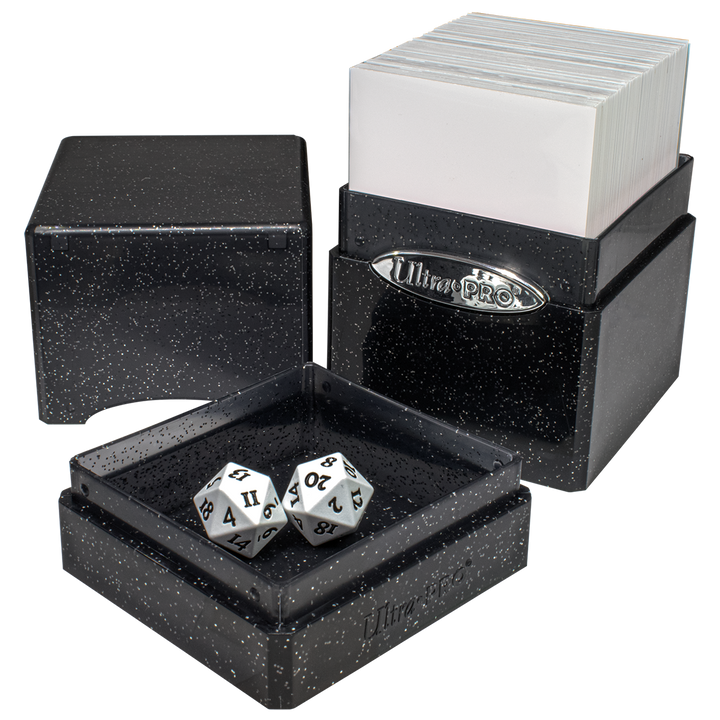 Glitter Satin Tower Deck Box - Black (Ultra PRO)