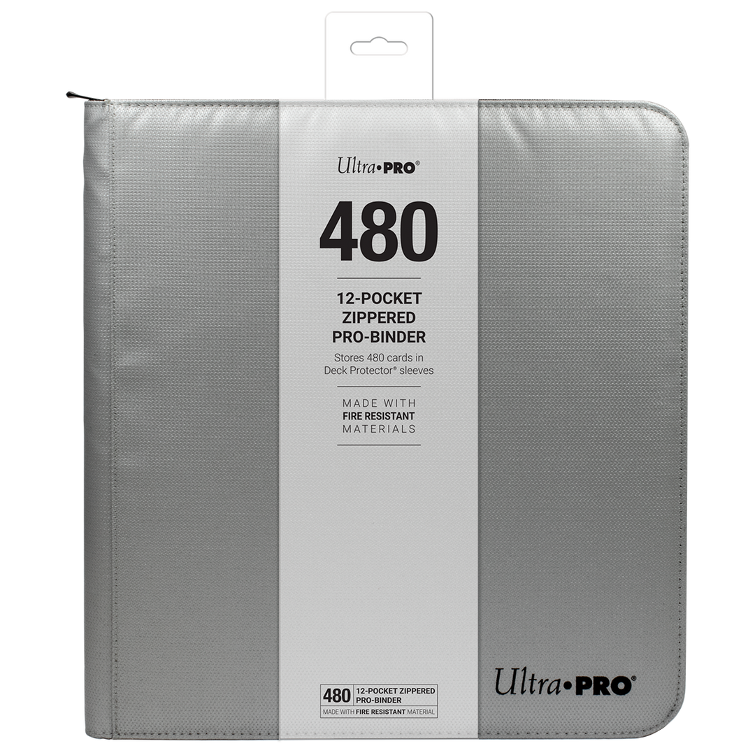 Ultra PRO 12-Pocket Zippered PRO-Binder: Silver Made With Fire Resistant Materials (Ultra PRO)