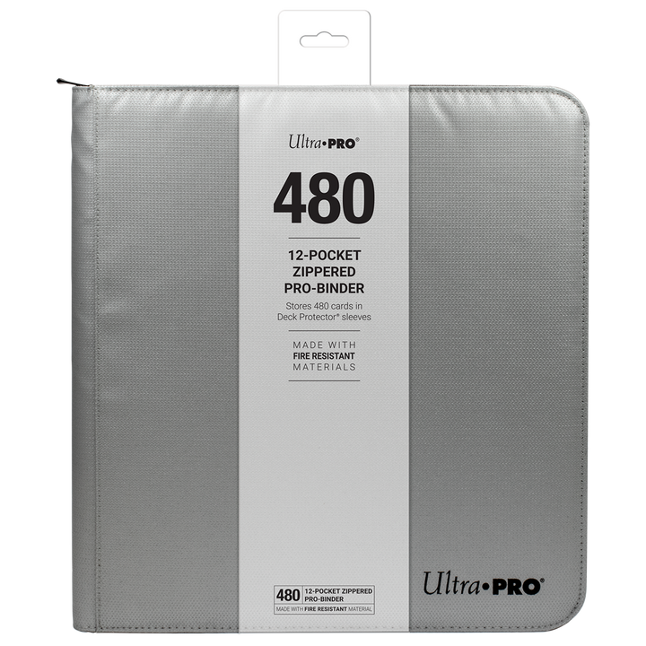 Ultra PRO 12-Pocket Zippered PRO-Binder: Silver Made With Fire Resistant Materials (Ultra PRO)