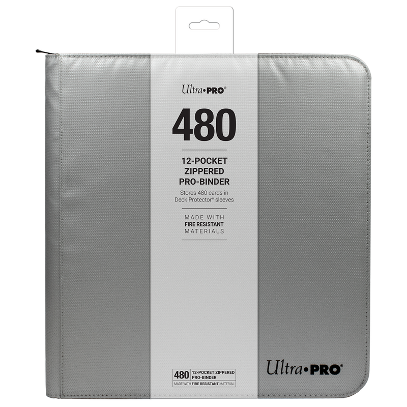 Ultra PRO 12-Pocket Zippered PRO-Binder: Silver Made With Fire Resistant Materials (Ultra PRO)
