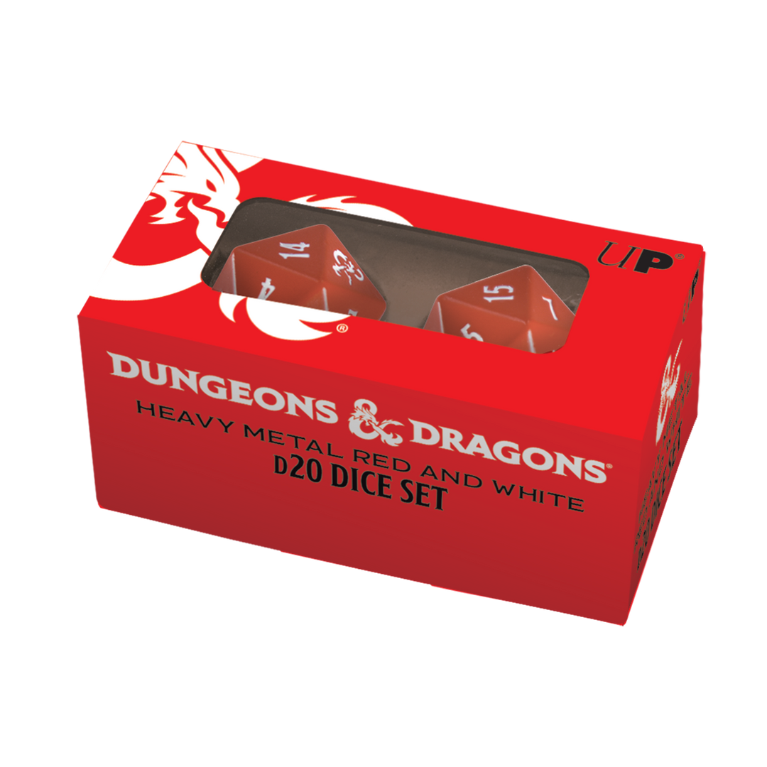 Heavy Metal Red and White D20 Dice Set (2ct) for Dungeons & Dragons (Ultra PRO)