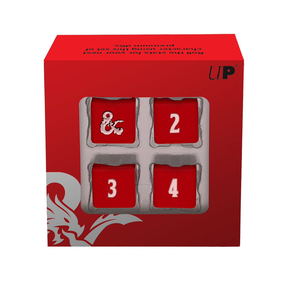 Heavy Metal Red and White D6 Dice Set (4ct) for Dungeons & Dragons (Ultra PRO)