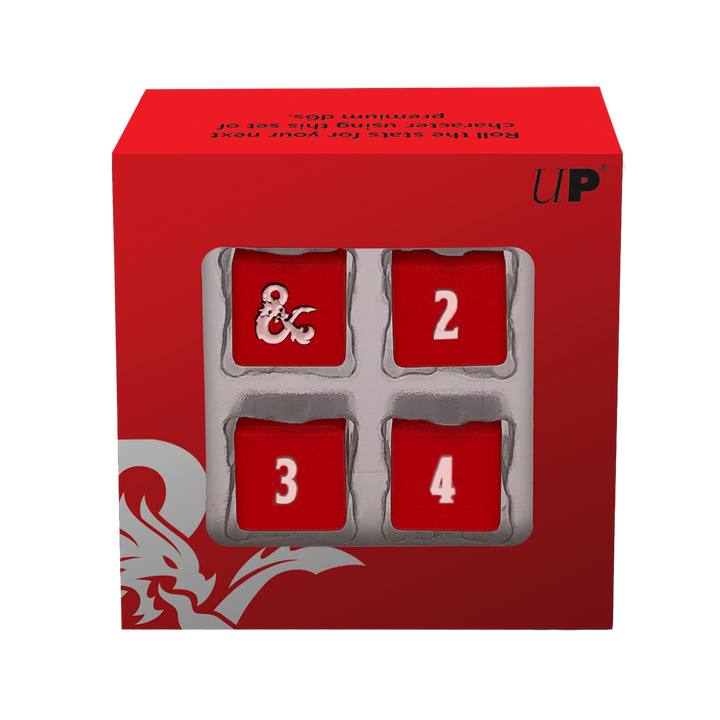 Heavy Metal Red and White D6 Dice Set (4ct) for Dungeons & Dragons (Ultra PRO)