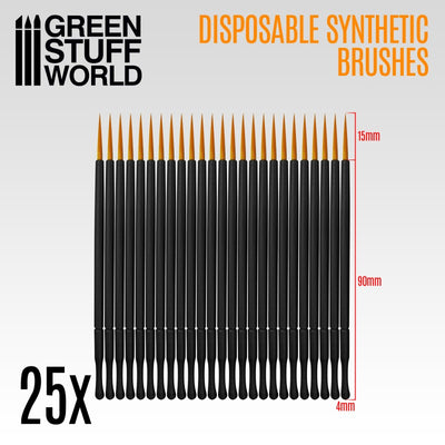 25x Disposable Synthetic Brushes (Green Stuff World)