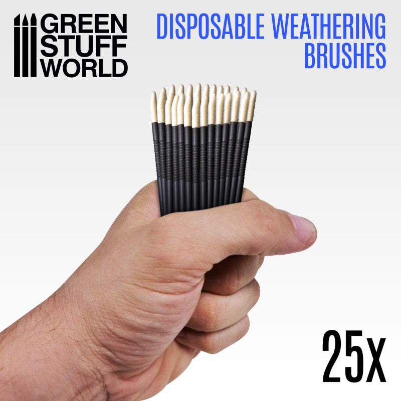 25x Disposable Weathering Brushes (Green Stuff World)