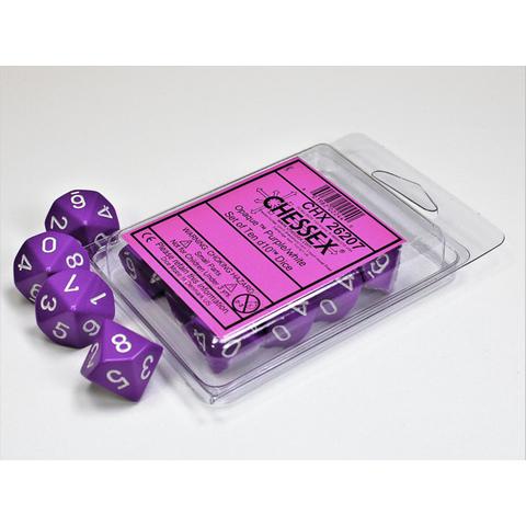 Opaque Purple/white Set of Ten d10&