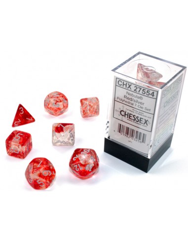 Nebula™ Red/silver Luminary 7-Die Set (Chessex) (27554)
