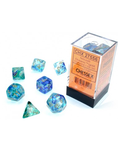 Nebula™ Oceanic/gold Luminary 7-Die Set (Chessex) (27556)