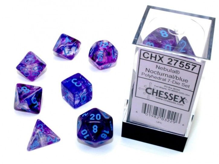 Nebula™ Nocturnal/blue Luminary 7-Die Set (Chessex) (27557)