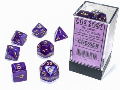 Borealis® Polyhedral Royal Purple/gold Luminary 7-Die Set (Chessex) (27587)