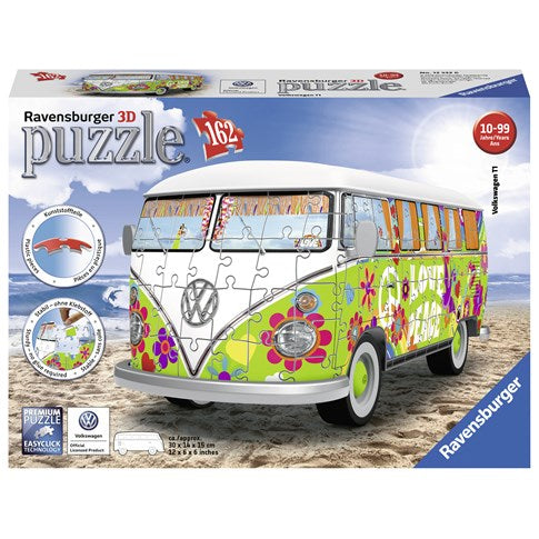 3D puslespil - VW Bus T1, Hippie-style (162 brikker)