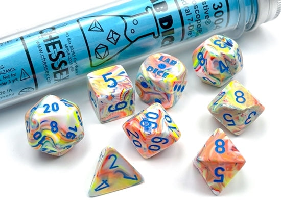 Festive® Polyhedral Kaleidoscope/blue 7-Die Set (Chessex) (30047) (Lab Dice)