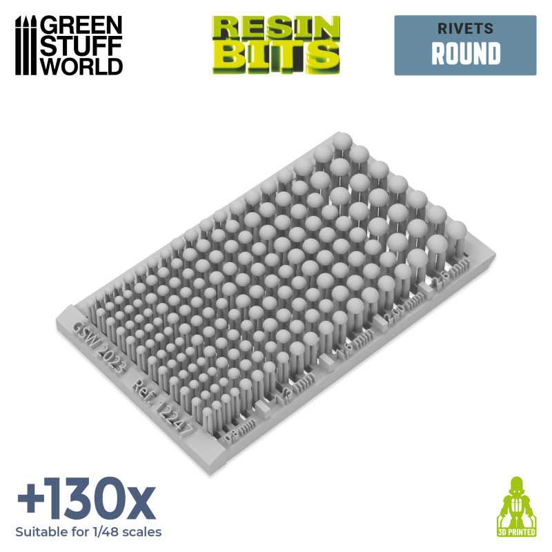 3D Printed Set - Micro Rivets - Round (Green Stuff World)