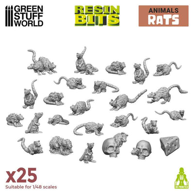 3D printed set - Small Rats (Green Stuff World)