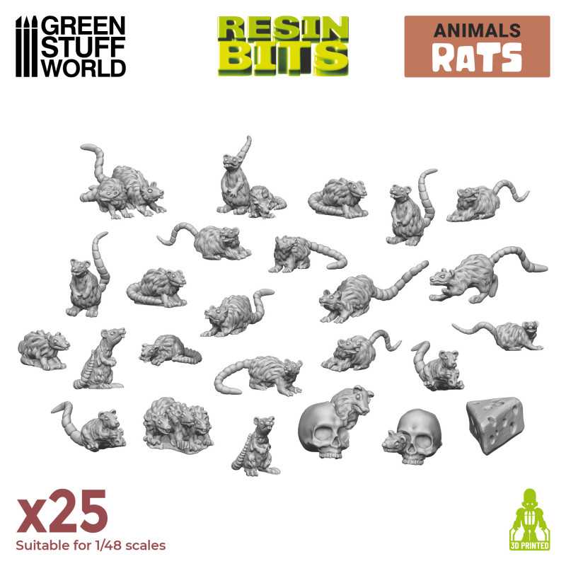 3D printed set - Small Rats (Green Stuff World)