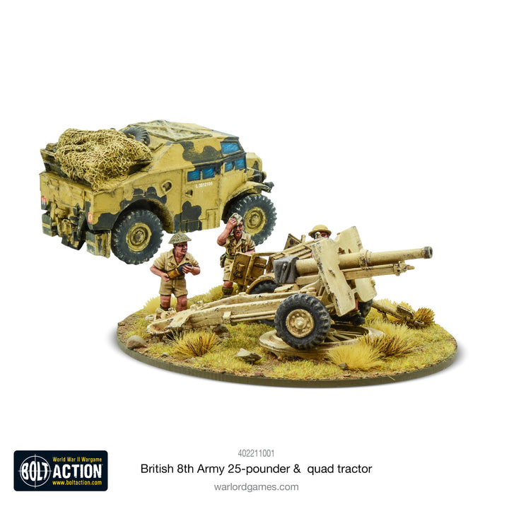 Bolt Action: 8th Army 25 pounder Light Artillery, Quad & Limber