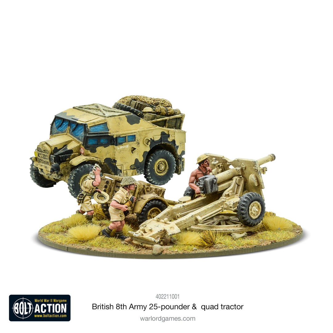 Bolt Action: 8th Army 25 pounder Light Artillery, Quad & Limber