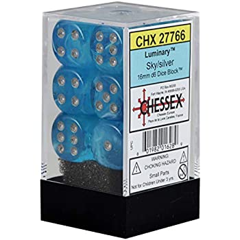 Luminary™ Sky/silver Dice Block™ (12 dice) (Chessex) (27766)