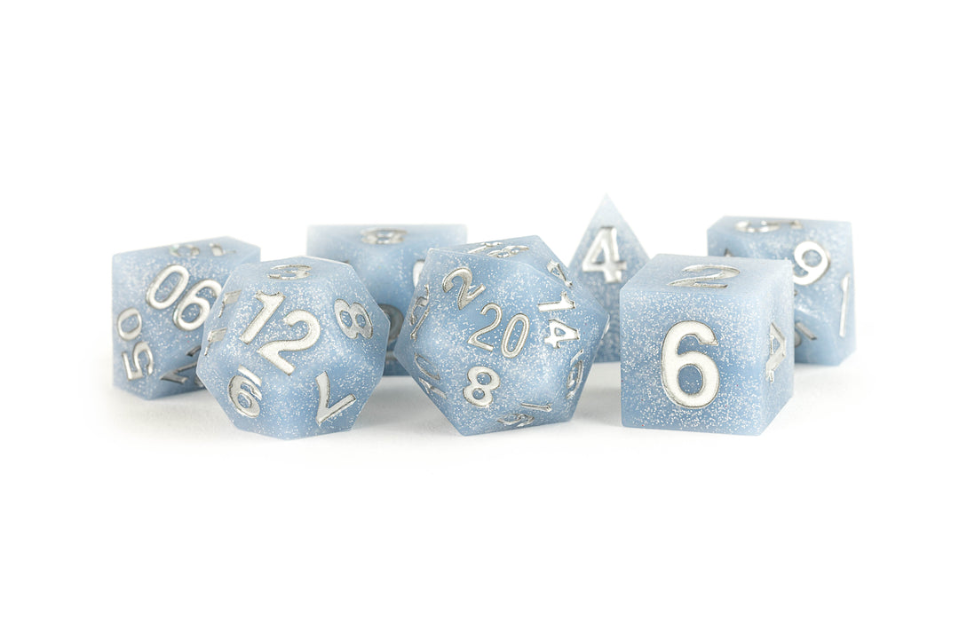 Sharp Edge Silicone Rubber Poly Dice Set - Glacial Debris