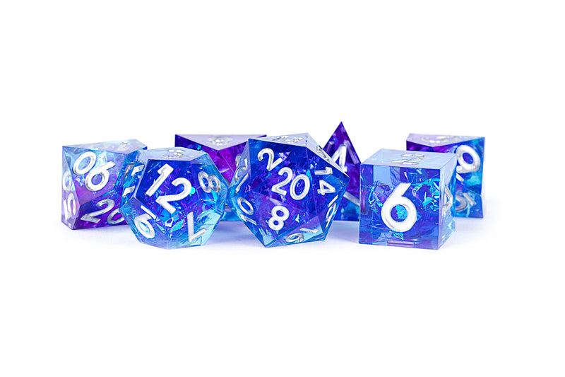 Handcrafted Sharp Resin Poly Dice Set - Oceanic Flare