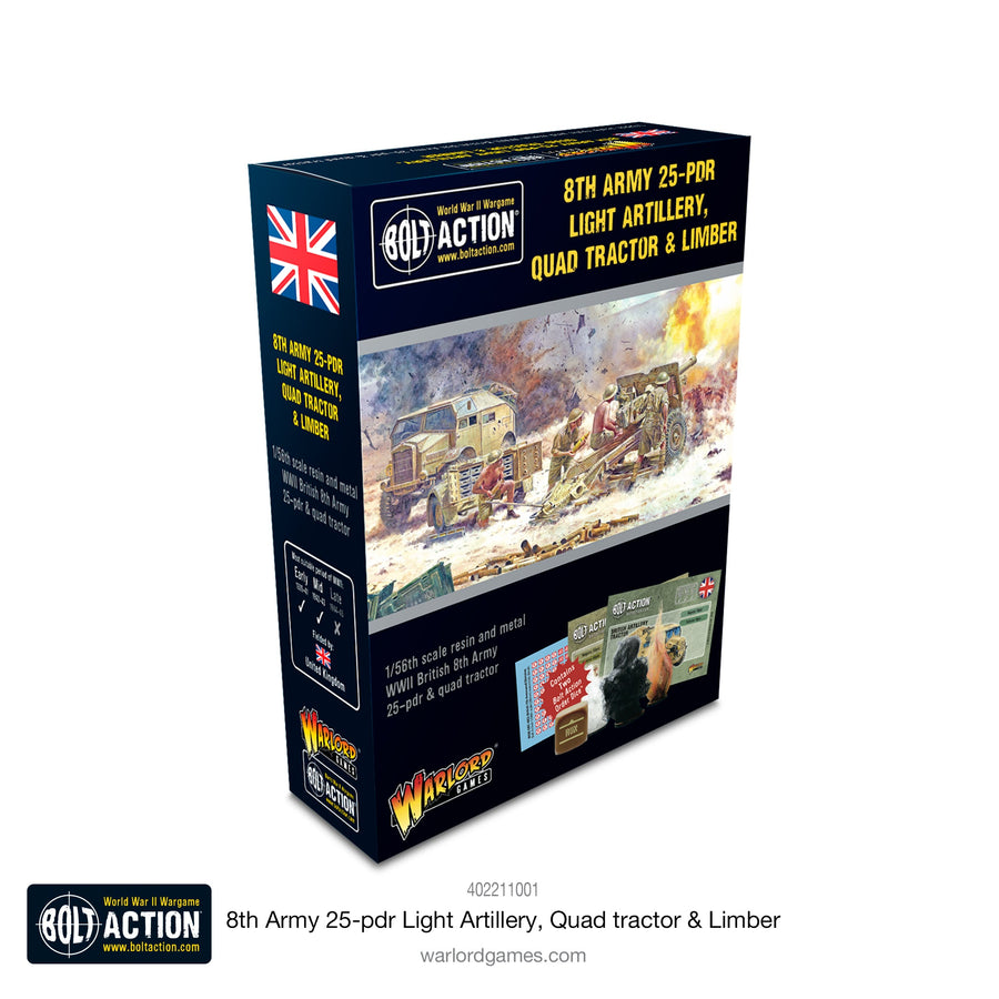 Bolt Action: 8th Army 25 pounder Light Artillery, Quad & Limber