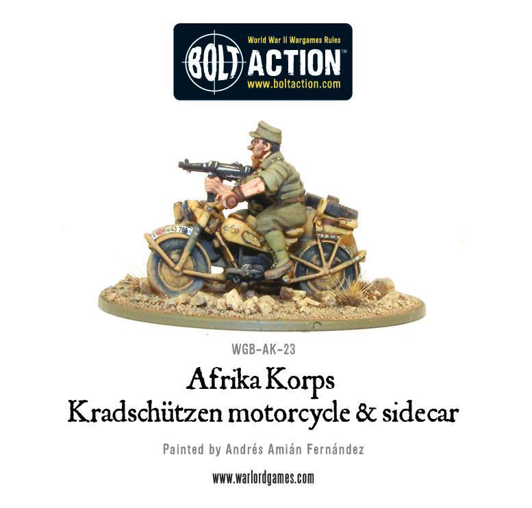 Bolt Action: Afrika Korps Kradschutzen motorcycle and sidecar