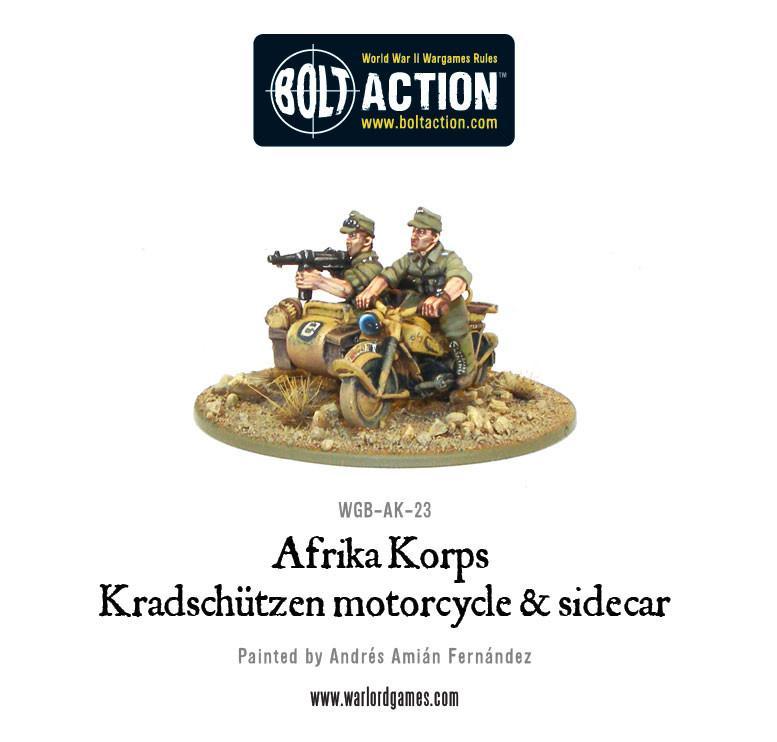 Bolt Action: Afrika Korps Kradschutzen motorcycle and sidecar