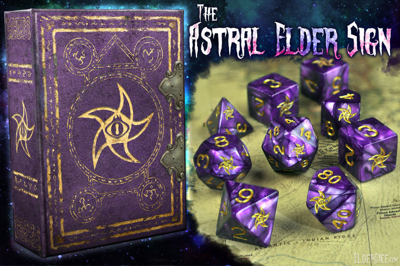 Elder Dice: Astral Elder Sign Dice - Mystic Purple Polyhedral Set